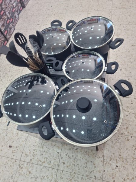 🌟 סט סירי גרניט יוקרתי + כלי מטבח במתנה 🌟